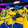 Švédové slaví gól ve čtvrtfinále MS 2022 Švédsko - Kanada