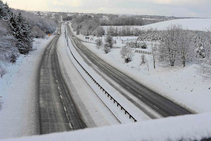 Pohled na silnici A1, která vede severem Anglie.