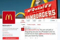 McDonald's se omluvil za hacknuté stránky. Jeho tweet označil Trumpa za odpornou náhražku prezidenta