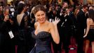 Presenter Sofia Vergara waves upon arrival at the 88th Academy Awards in Hollywood, California