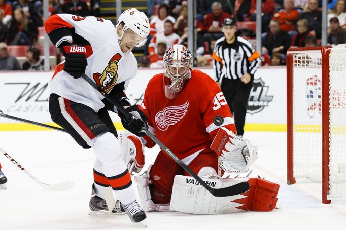 NHL: Ottawa Senators at Detroit Red Wings (Michálek a Howard)