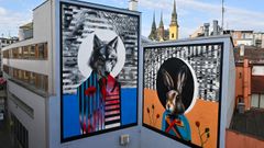 Mural zajíc a vlk, Brno