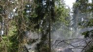 Požár v Kyjovském údolí v Národním parku České Švýcarsko