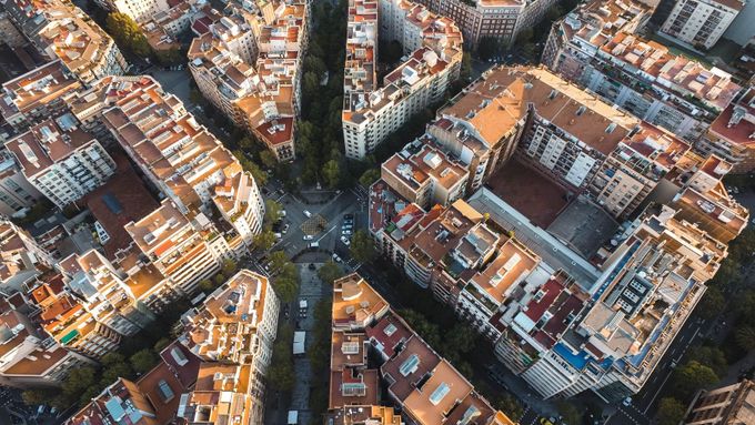 Bloky domů v Barceloně.