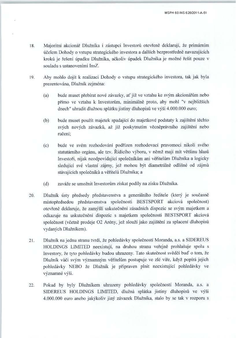 Komárek žádá, aby Sazka dostala předběžného správce