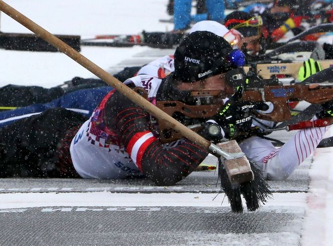 Soči 2014, biatlon hromadný start M: Dominik Landertinger, Rakousko