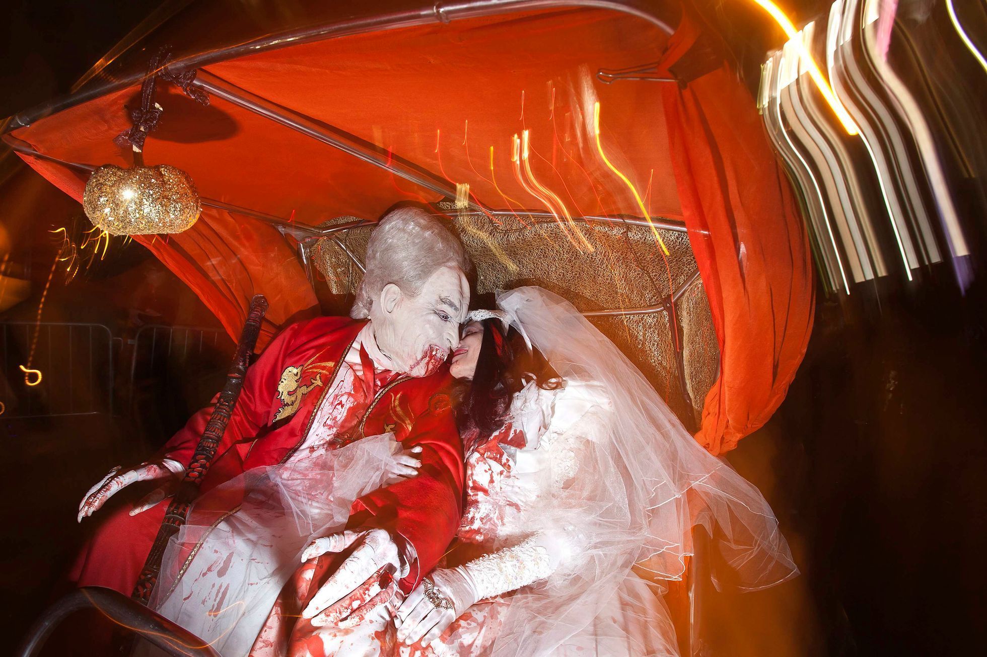 Participants take part in the Village Halloween Parade in the Manhattan borough of New York