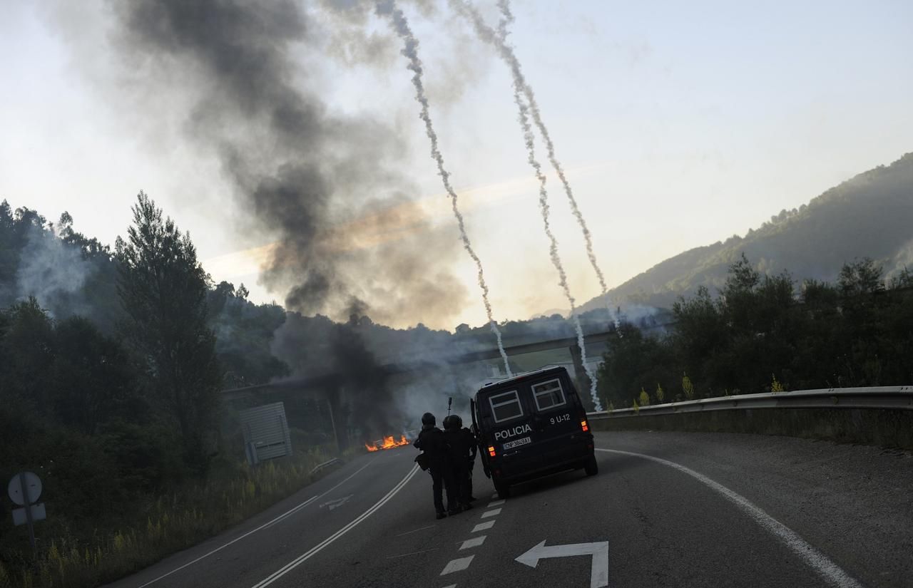 Obrazem: Protesty horníků ve Španělsku