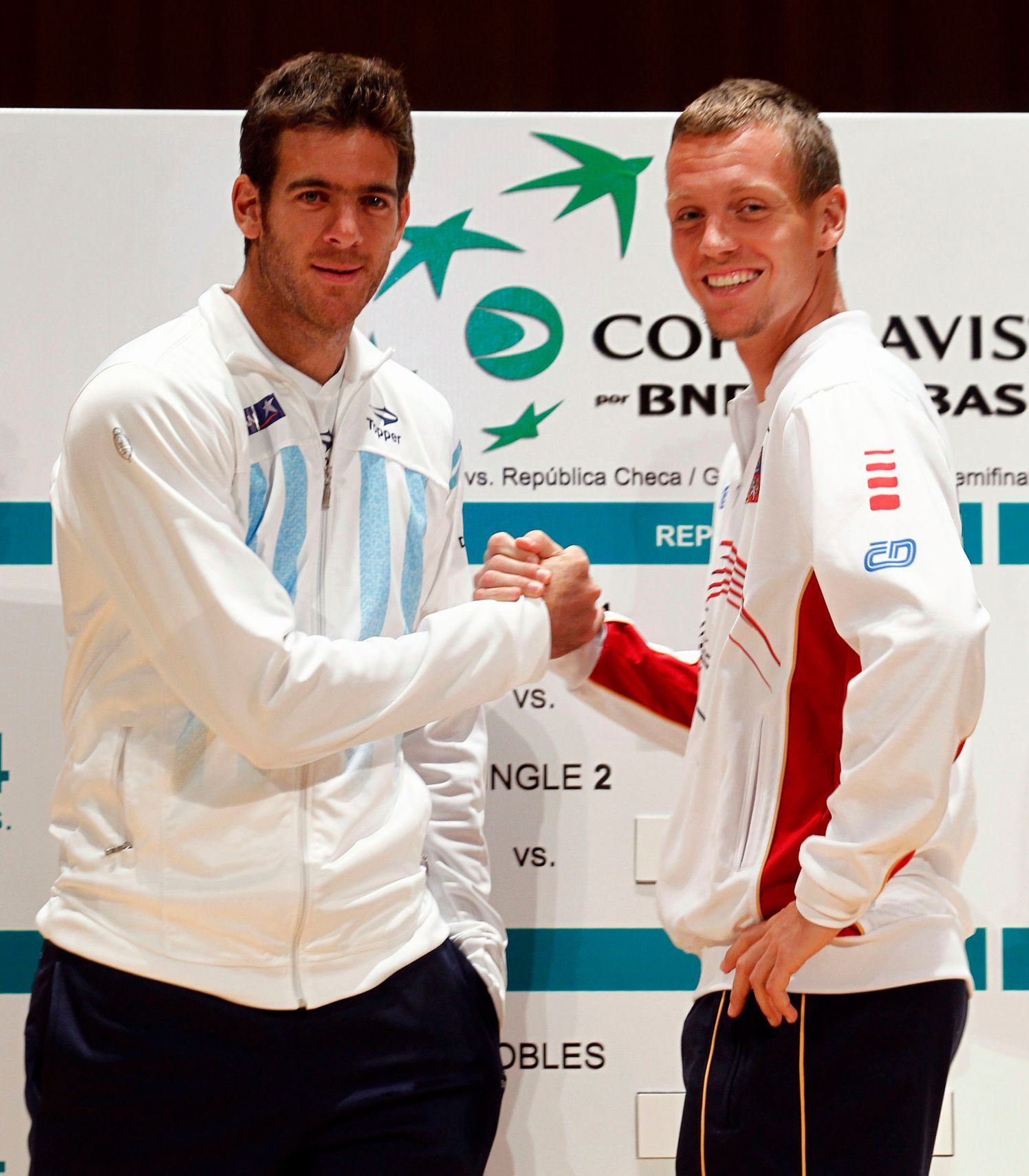 Juan Martín del Potro a Tomáš Berdych před daviscupovým utkáním