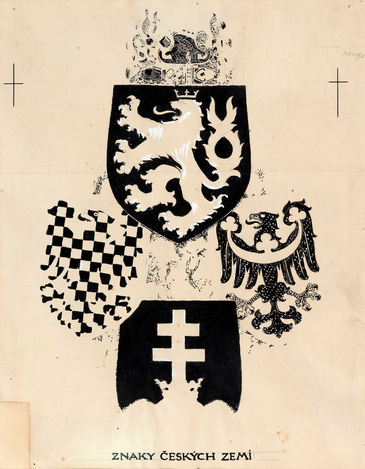 František Kupka: Návrh na pohlednici se symbolikou českých zemí, 1915—1918