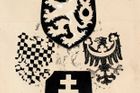 František Kupka: Návrh na pohlednici se symbolikou
českých zemí, 1915—1918, tužka, tuš, kvaš, papír, 270 × 210 mm, nesignováno.