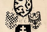 František Kupka: Návrh na pohlednici se symbolikou
českých zemí, 1915—1918, tužka, tuš, kvaš, papír, 270 × 210 mm, nesignováno.