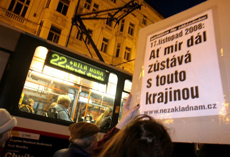 Demonstrace na Národní třídě