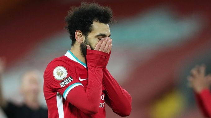 Útočník Liverpoolu Mohamed Salah při utkání s Burnley