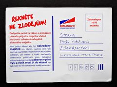 "Korespondenční lístek" na podporu petice za majetková přiznání, srpen 2013.