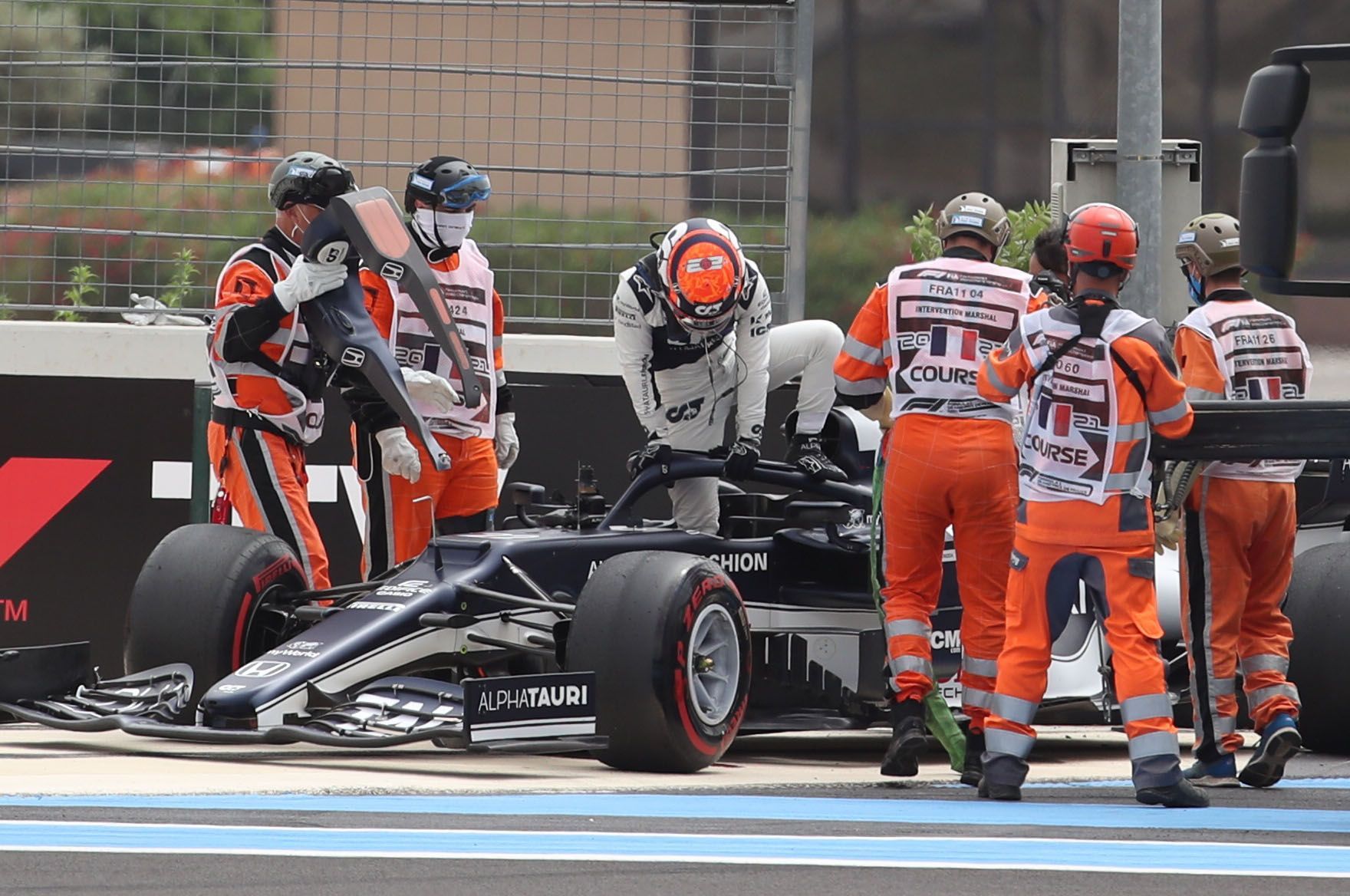 Havárie Jukiho Cunody v AlphaTauri v kvalifikaci na VC Francie F1 2021