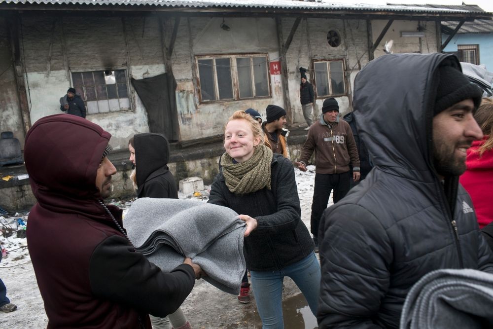 Uprchlíci mrznou v Bělehradu, leden 2017