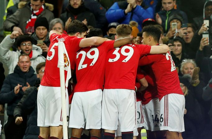 Soccer Football - Premier League - Manchester United v Tottenham Hotspur - Old Trafford, Manchester, Britain - December 4, 2019  Manchester United's Marcus Rashford celeb