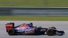 Toro Rosso Formula One driver Daniil Kvyat of Russia drives during the first practice session of the Malaysian F1 Grand Prix at Sepang International Circuit outside Kuala