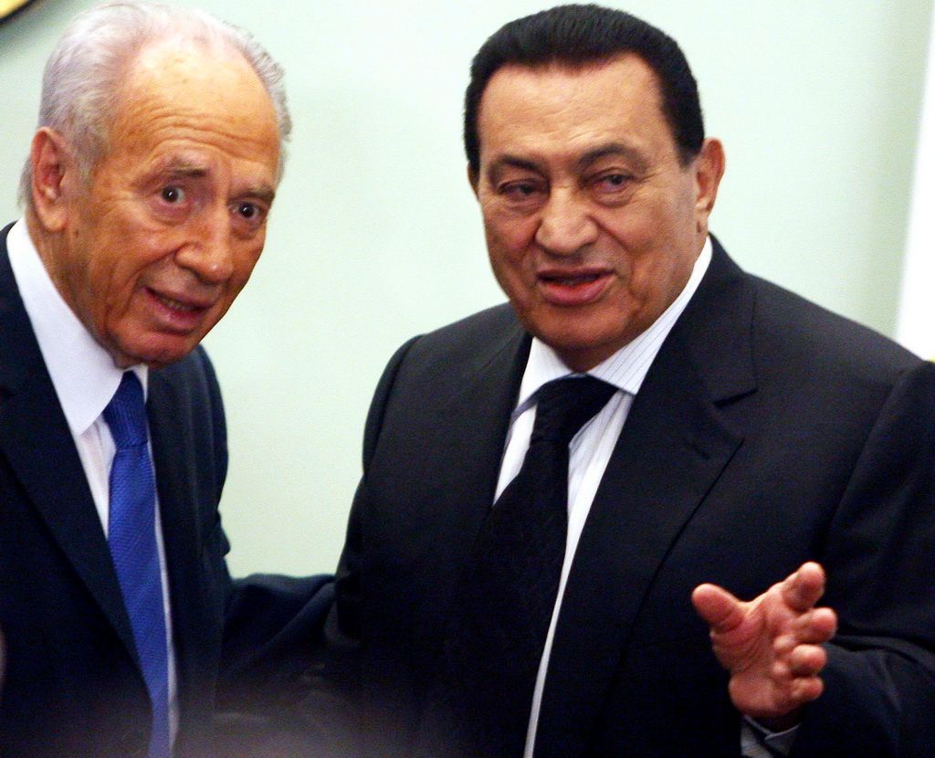 Husní Mubarak a Šimon Peres