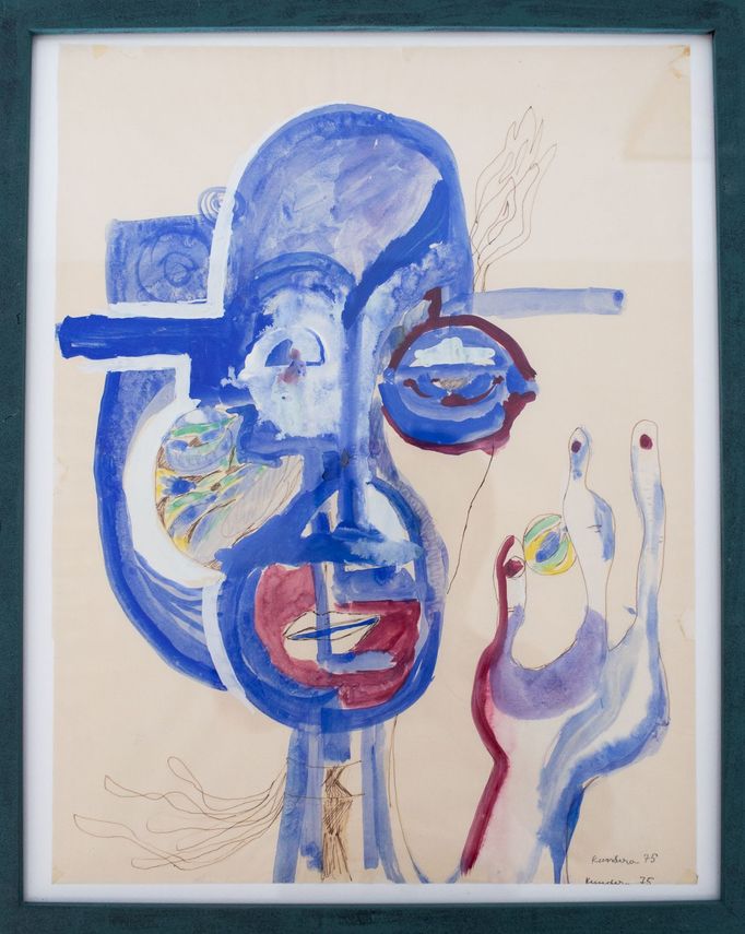 Obrázek Milana Kundery z výstavy Nostalgie po Evropě v Českém centru Paříž.