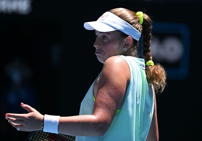 Jelena Ostapenková v třetím kole Australian Open 2022.