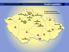Mapa současného umístění plnících stanic CNG