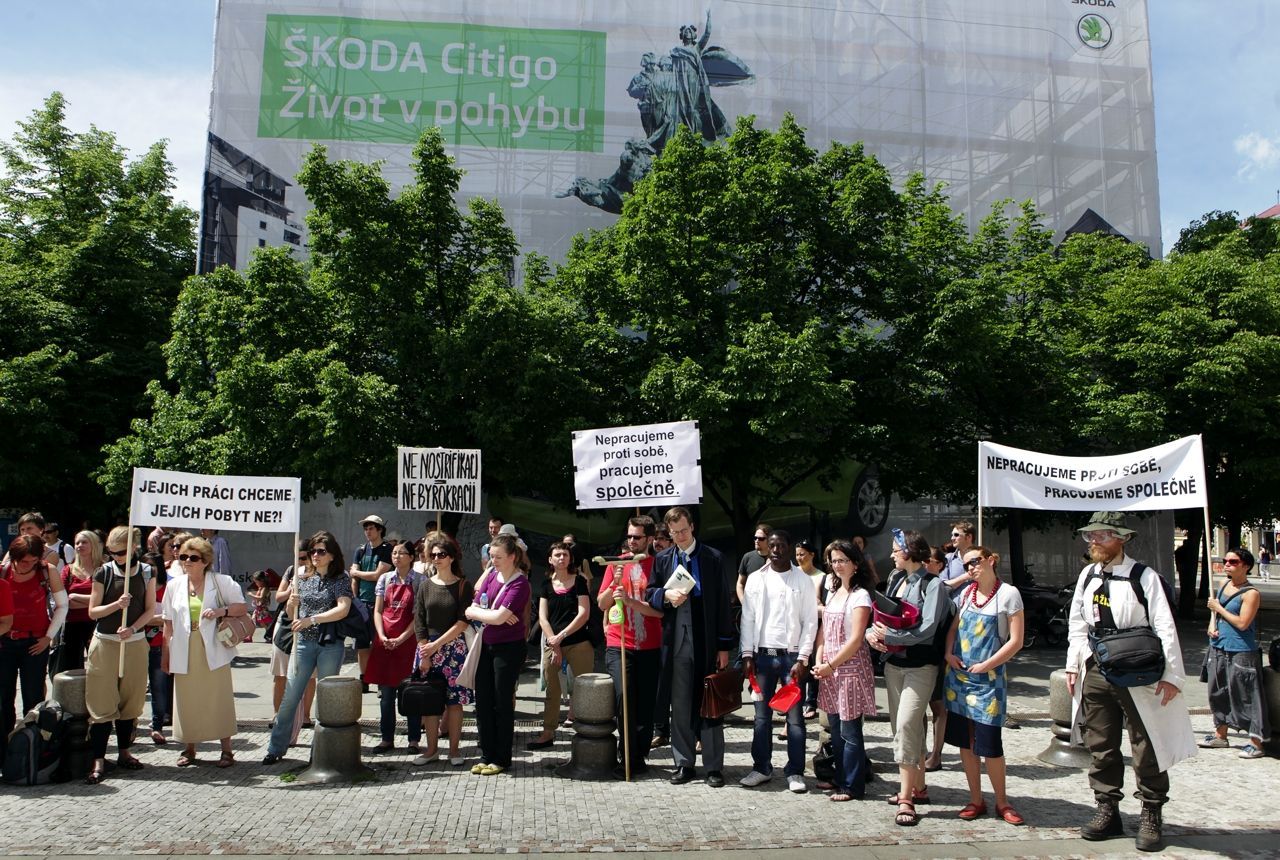 demonstrace za práva pracovních migrantů