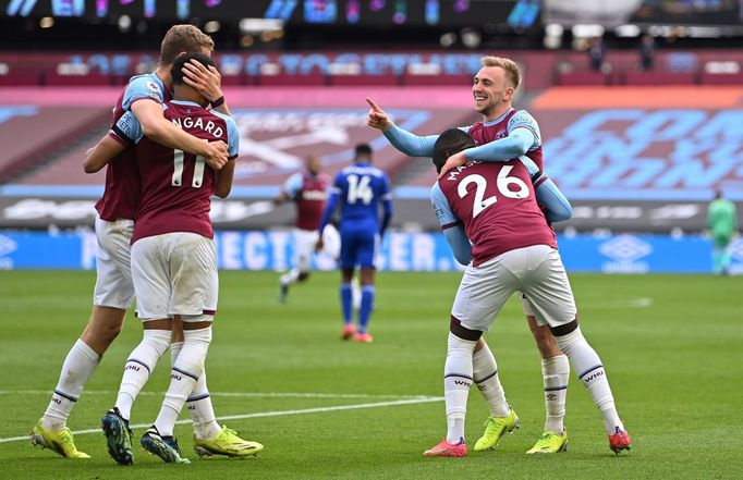 West Ham slaví třetí branku v síti Leicesteru