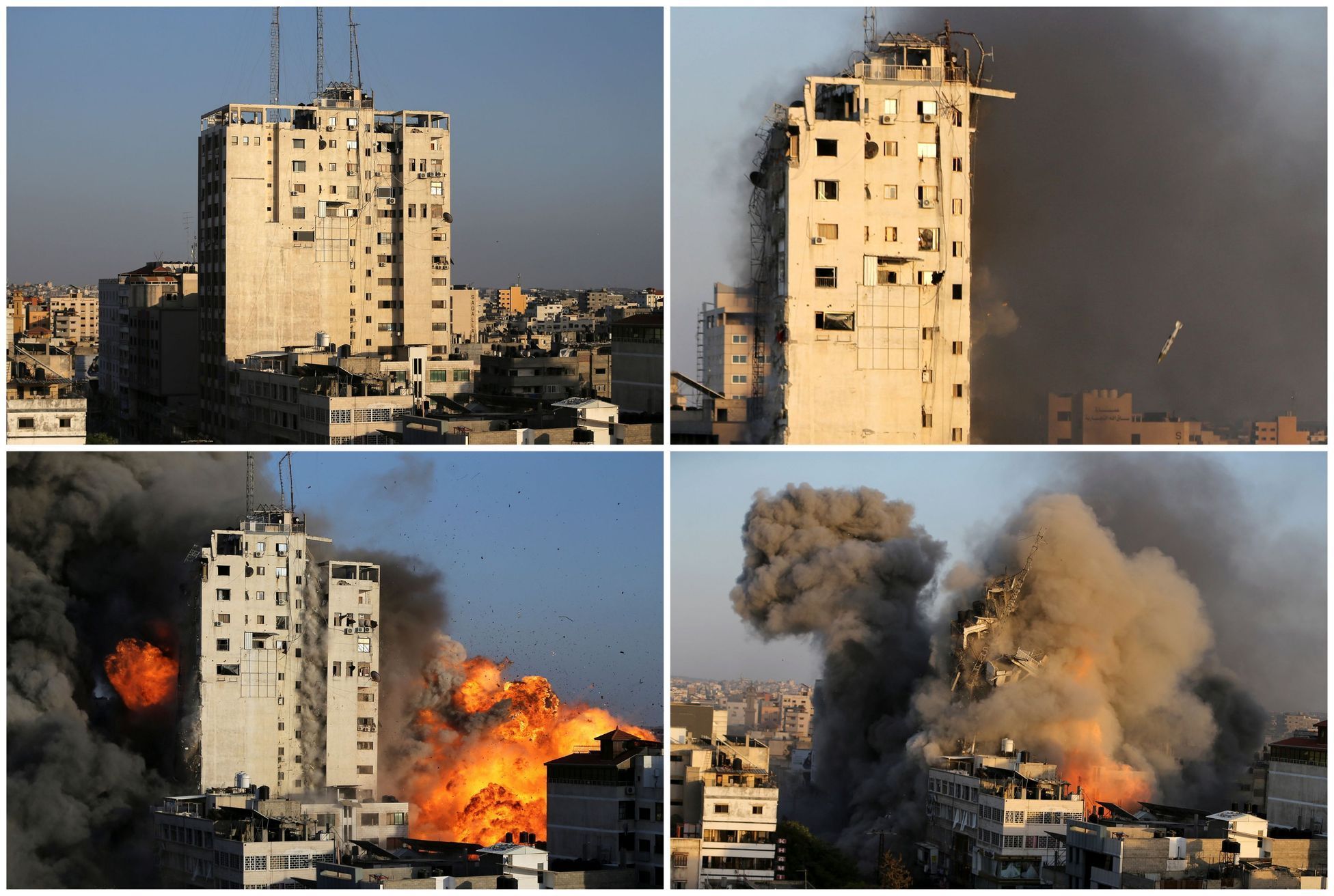 Ve středu izraelské letectvo srovnalo se zemí čtrnáctiposchoďovou budovu v Gaze.