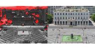 Kombinované fotografie ukazují náměstí Kotzia a radnici: termokamera odhaluje ostré teplotní rozdíly během horké vlny, která paralyzuje město.
