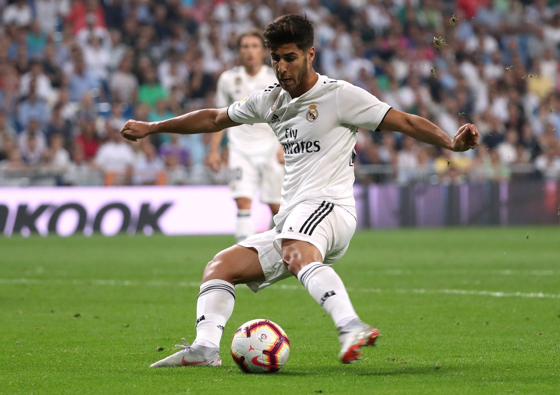 fotbal, španělská liga 2018/2019, Real Madrid - Espaňol, Marco Asensio střílí gól