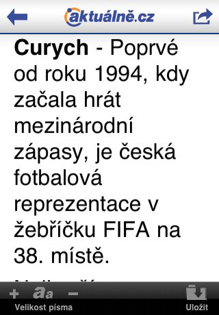 Pokud vám nevyhovuje velikost písma, můžete si v každém článku velikost fontu zvětšit či změnšit tak, aby se vám četlo co nejpohodlněji. Zvolenou velikost si aplikace bude pamatovat i do budoucna. | Foto: Aktuálně.cz