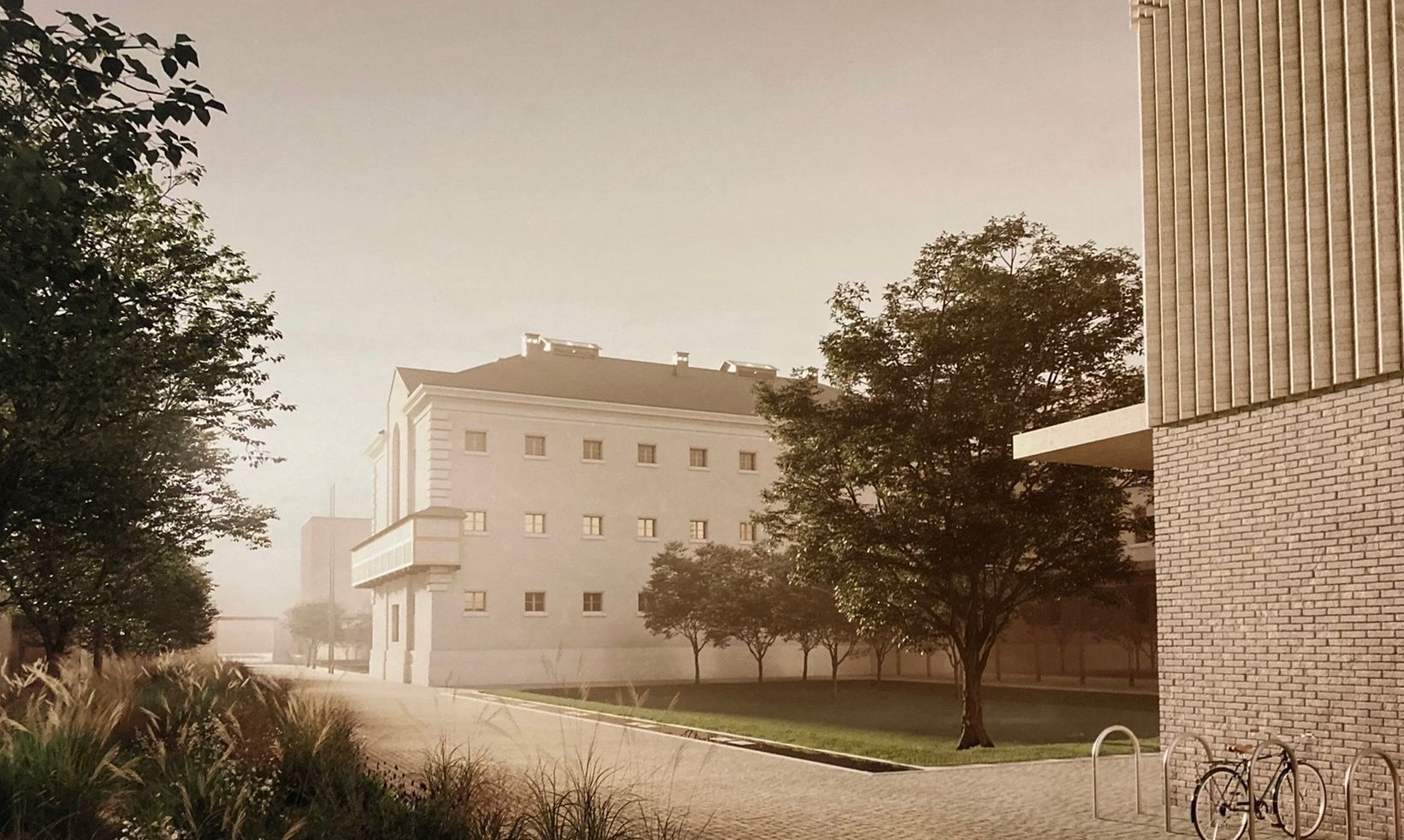 Pokud půjde vše podle plánů, v roce 2028 by dnešní areál bývalé věznice v Uherském Hradišti měl vypadat z jedné strany takto.