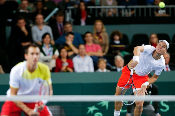 Davis Cup, Švýcarsko - Česko: Tomáš Berdych (vpravo) a Lukáš Rosol