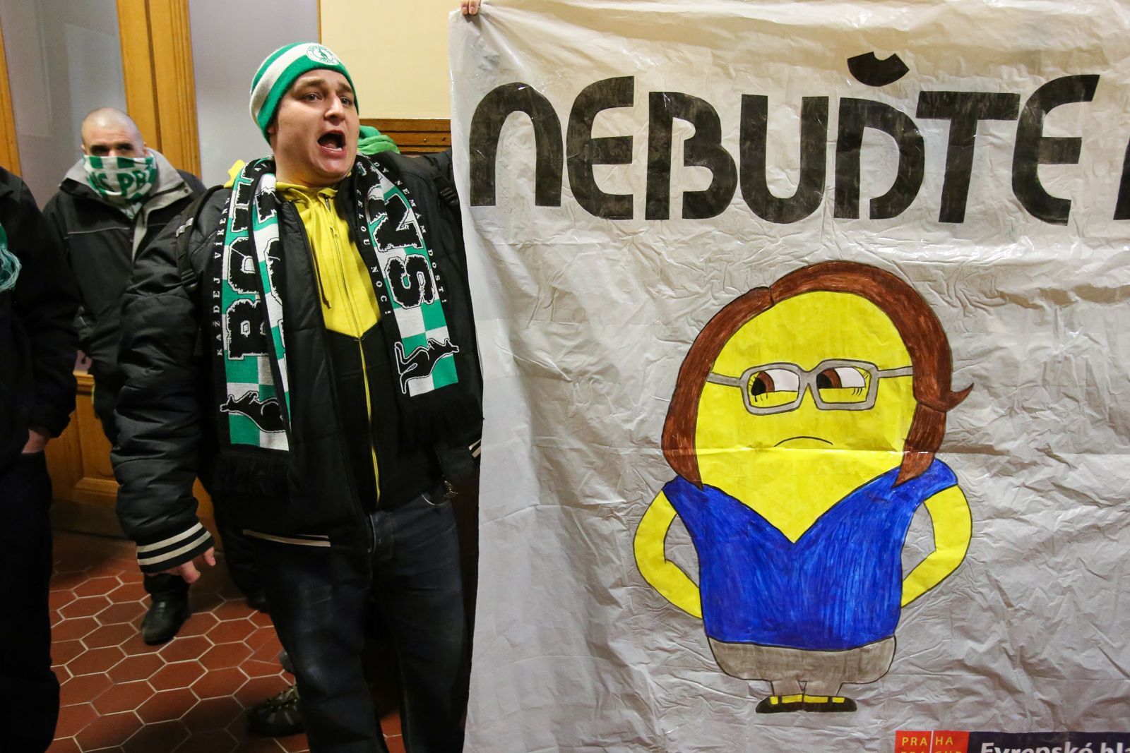 Demonstrace fanoušků Bohemians na pražském magistrátu