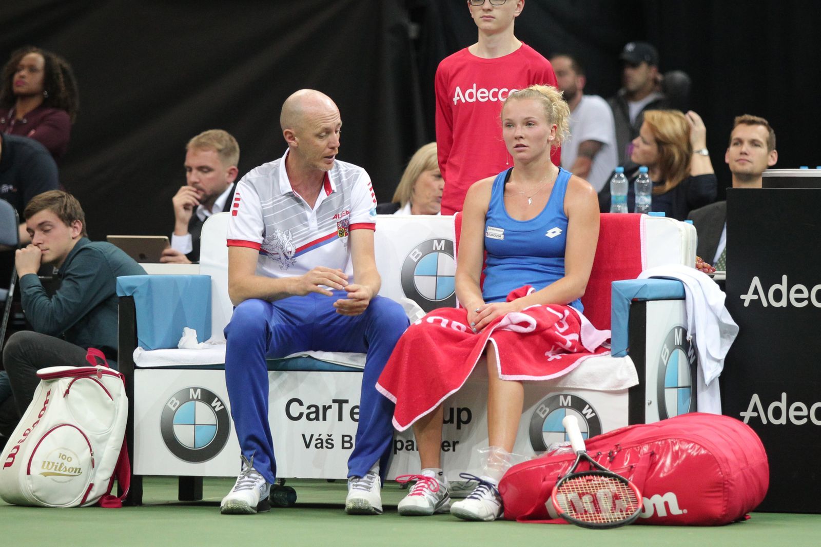 Petr Pála a Kateřina Siniaková ve finále Fed Cupu 2018 Česko - USA