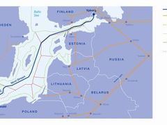 Plánovaná trasa plynovodu Baltským mořem.