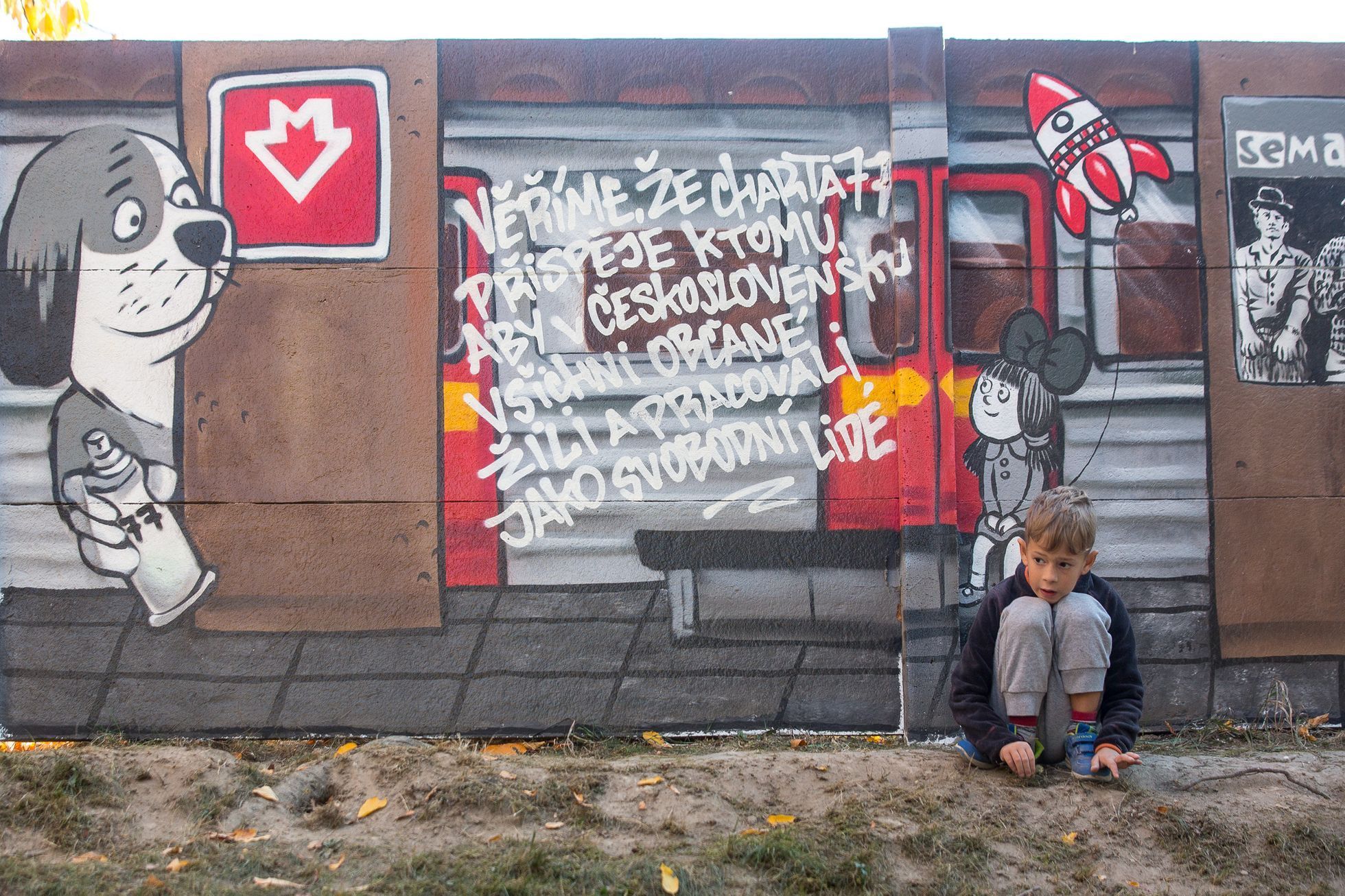 Streetart - graffiti - v obci Chýně ke sto letům Československa