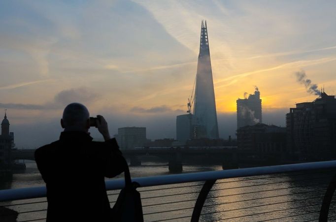 Mist covered parts of London on the 12the December 2012, including Tower Bridge and the Shard building.