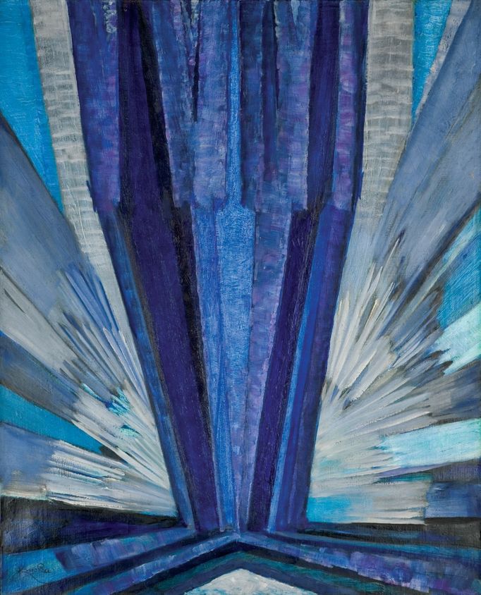 František Kupka: Tvar modré, 1913, Kupka 3, olej, plátno.