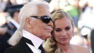 Moderátorku večera Diane Krugerovou doprovodila návrhářská star Karl Lagerfeld