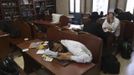 An ultra-Orthodox Jewish man sleeps as others study at a Yeshiva, a Jewish seminary, in Jerusalem's Mea Shearim neighbourhood May 24, 2012. The ultra-Orthodox Jews have gone from being a tiny minority in Israel's mostly secular society to its fastest-growing sector, now about 10 percent of the 7.8 million population. They are exempt from military duty in Israel but draft deferments and state subsidies for the ultra-Orthodox have become a divisive political issue in Israel, where the government must decide a new law by August to ensure more of them do military service. Picture taken May 24, 2012. REUTERS/Ronen Zvulun (JERUSALEM - Tags: RELIGION POLITICS MILITARY EDUCATION) ATTENTION EDITORS - PICTURE 21 OF 21 FOR PACKAGE "ISRAEL'S ULTRA-ORTHODOX". SEARCH "ULTRA-ORTHODOX" FOR ALL PICTURES