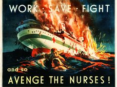 Válečný plakát říká: "Pracujte, šetřte, bojute. Pomstěte tak sestry." Jedenáct z dvanácti sester na palubě nepřežilo. Celkem na lodi zahynulo 268 z 332 lidí. Většina z nich spala, útok se totiž odehrál ve čtyři hodiny ráno.