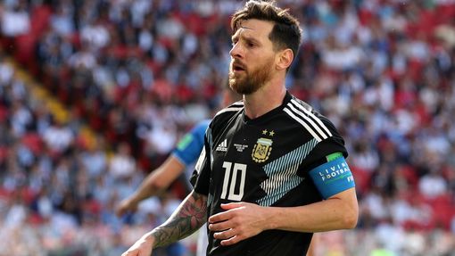 Lionel Messi v zápase Argentina - Island na MS 2018