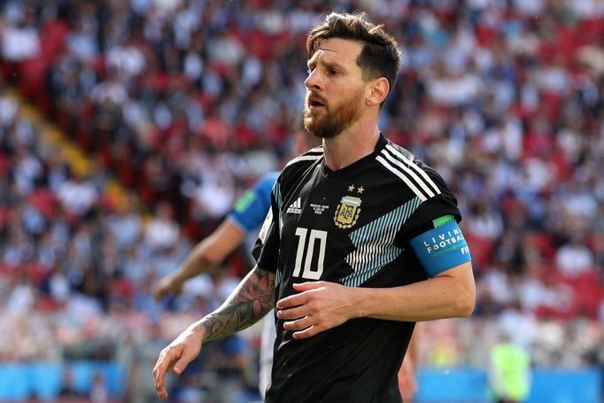 Lionel Messi v zápase Argentina - Island na MS 2018