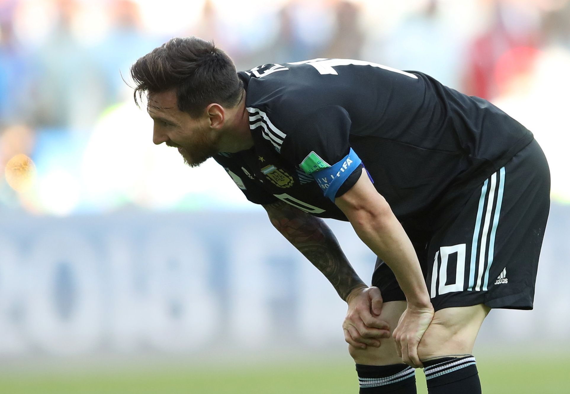 Zklamaný Lionel Messi po zápase Argentina - Island na MS 2018