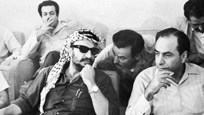 Jásir Arafat jako šéf Organizace pro osvobození Palestiny (OOP) v Jordánsku v roce 1970.