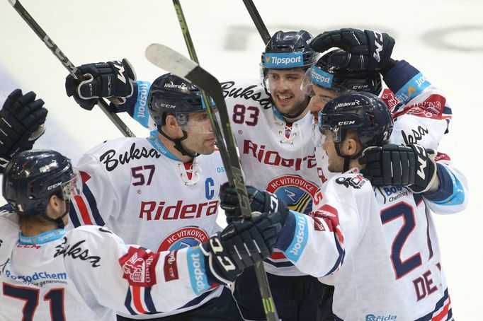 HC Sparta Praha - HC Vítkovice Ridera: Radost hokejistů Vítkovic.