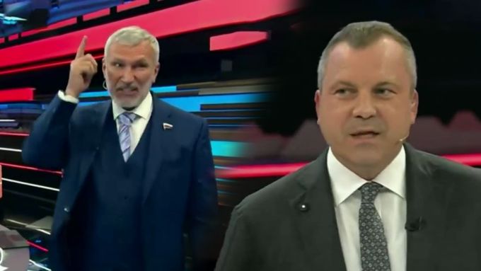 Alexej Žuravljov zastrašoval v ruské státní televizi Rossija 1 německého válečného reportéra Björna Stritzela